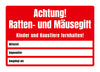Achtung! Ratten- und Mäusegift Warnaufkleber